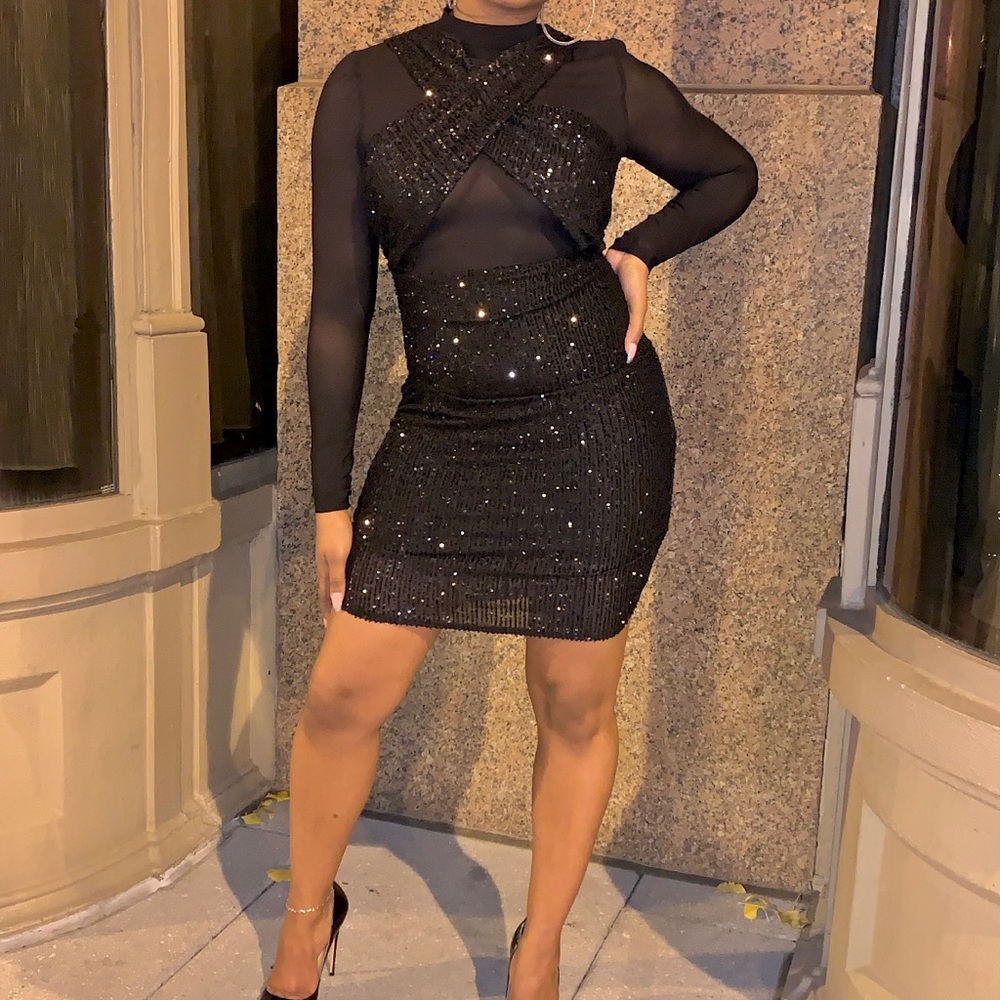 Mesh and sequins dress